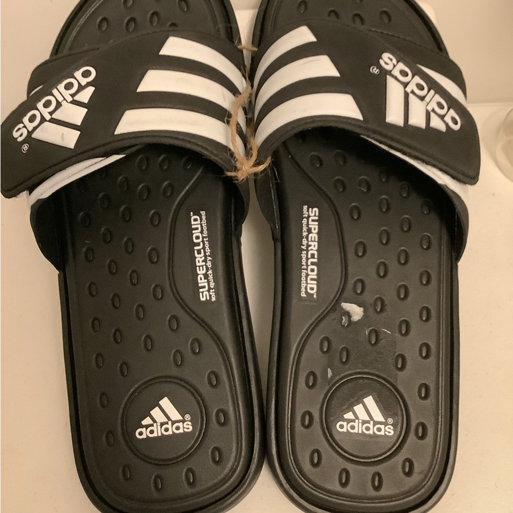 Adidas Mens Black and White Slide Sandals
